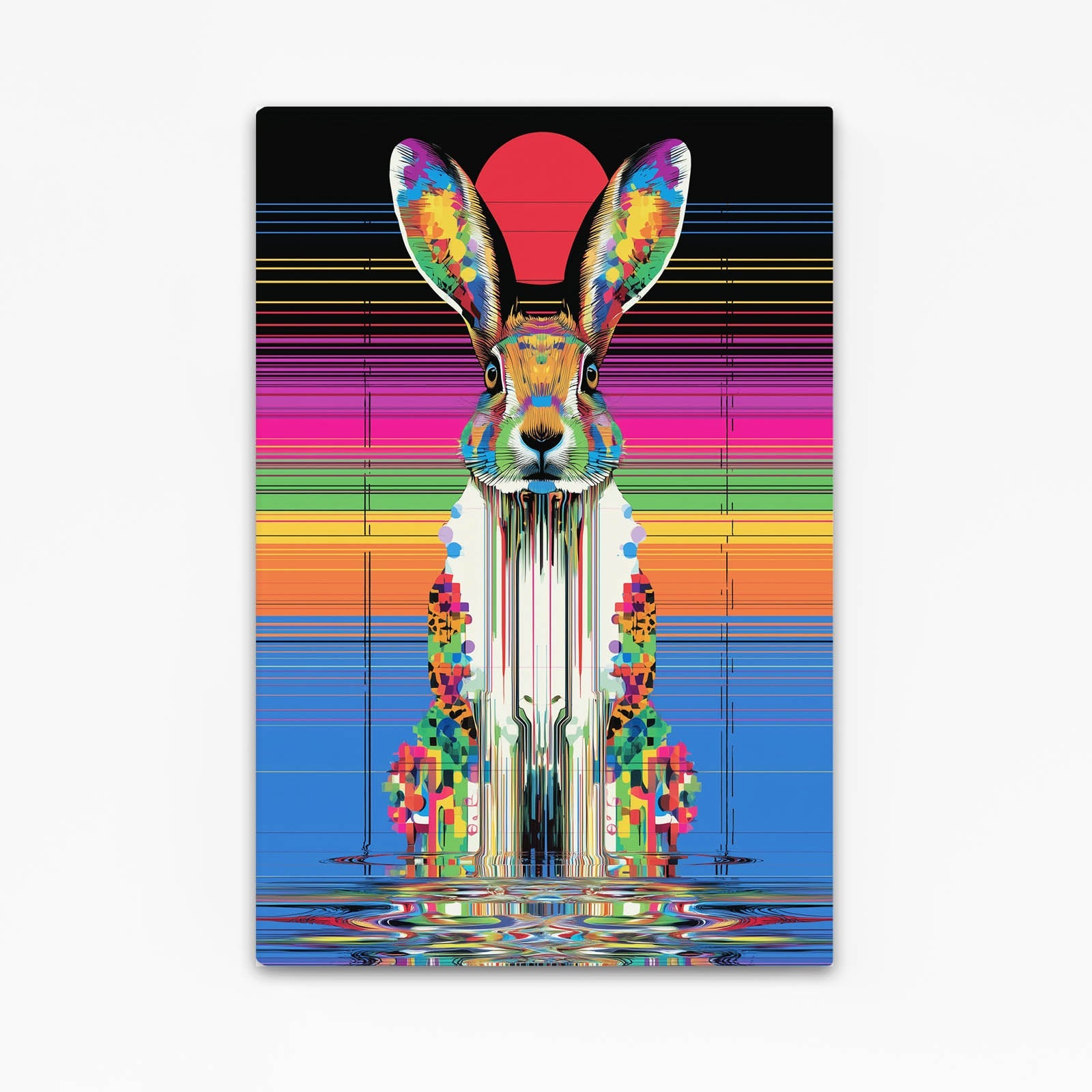 Trippy Bunny Canvas – angled canvas view on white background