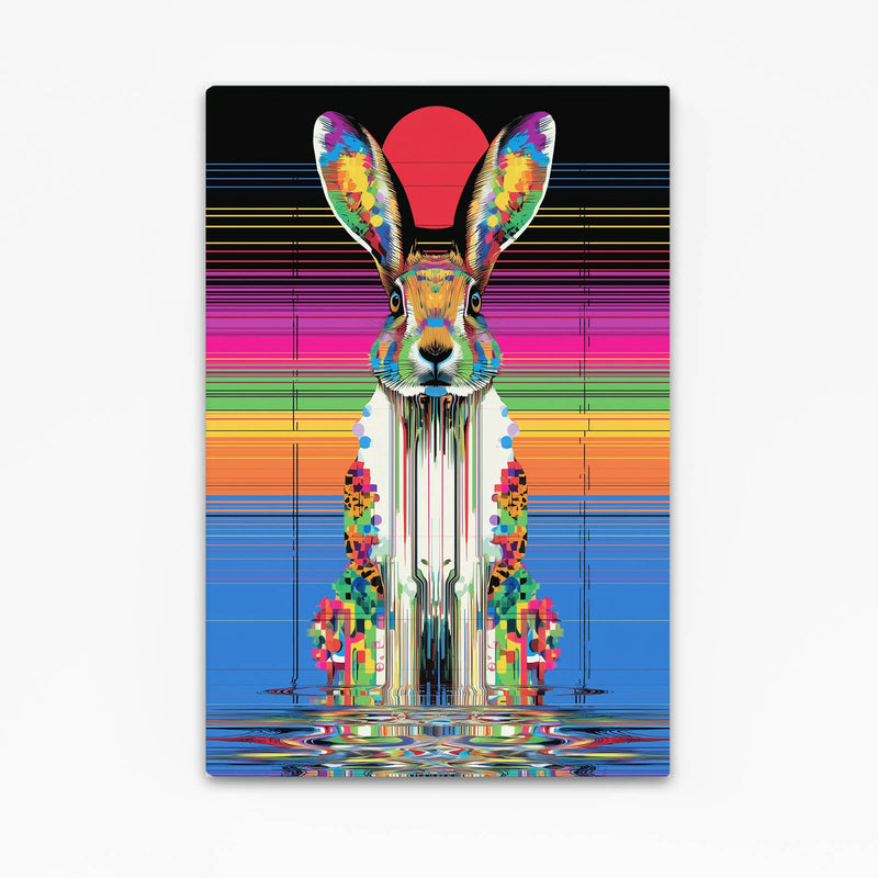 Trippy Bunny Canvas – angled canvas view on white background