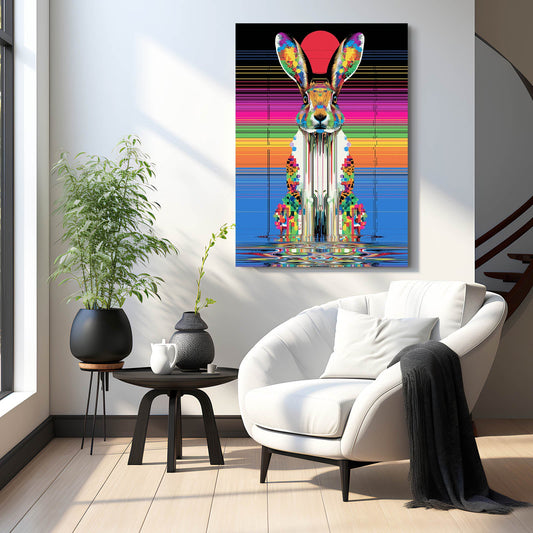 Trippy Bunny Canvas – angled canvas view on white background