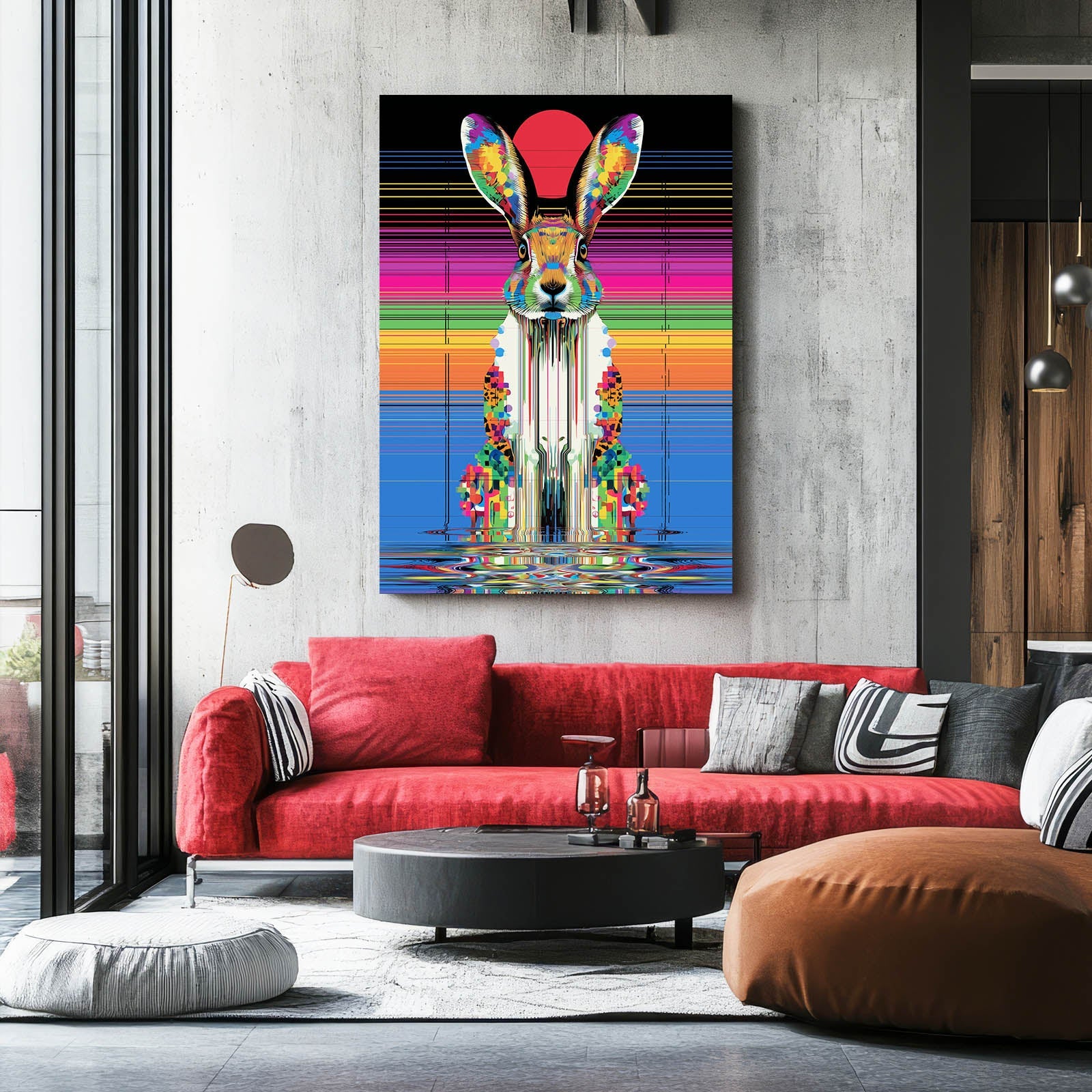 Trippy Bunny Canvas – angled canvas view on white background