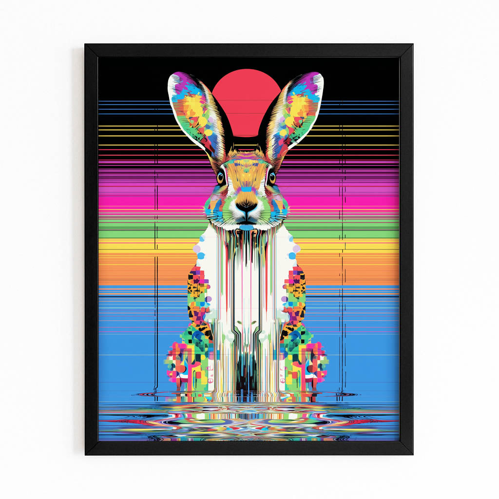 Trippy Bunny Canvas – with Premium Black frame on white background
