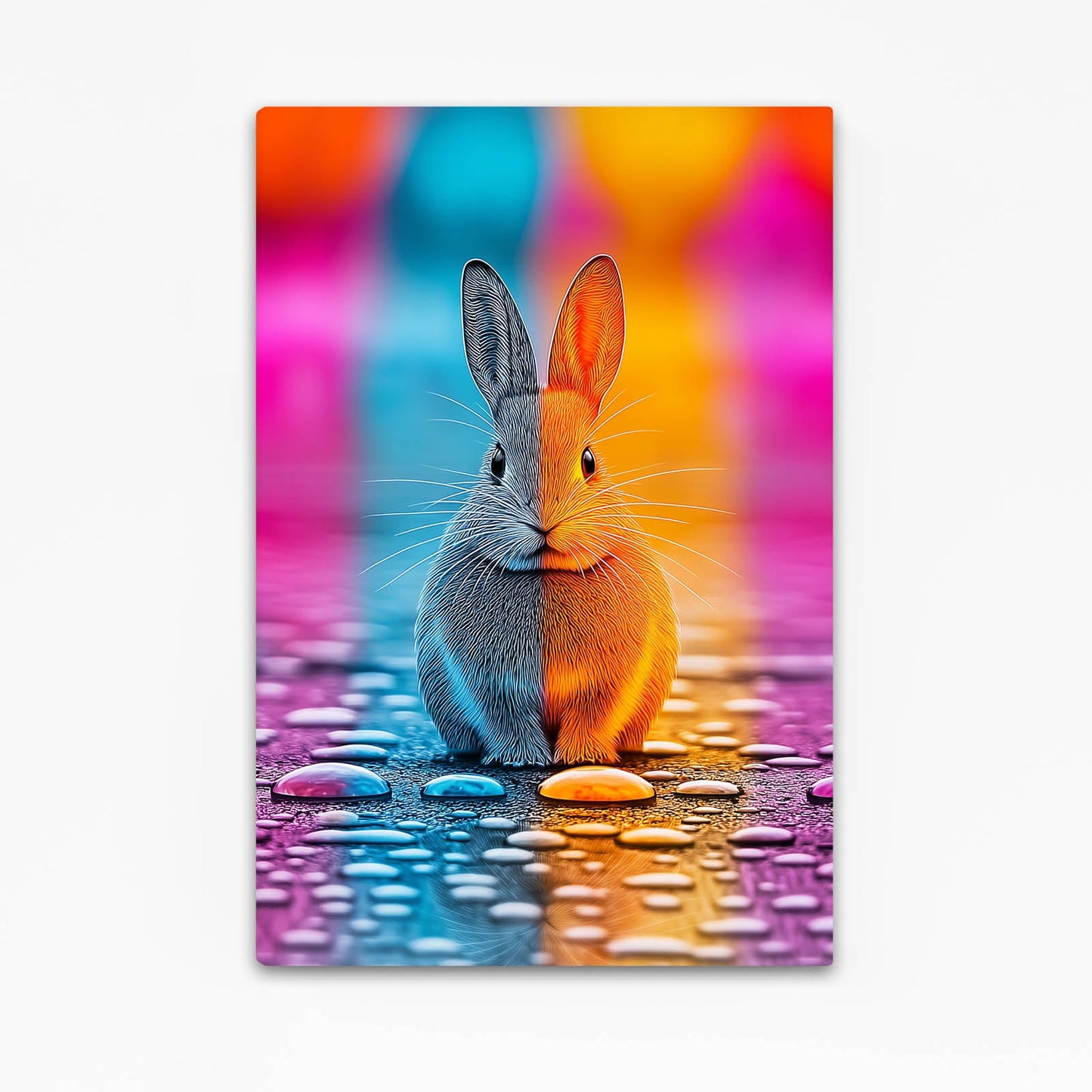 Trippy Bunny Prints – angled canvas view on white background