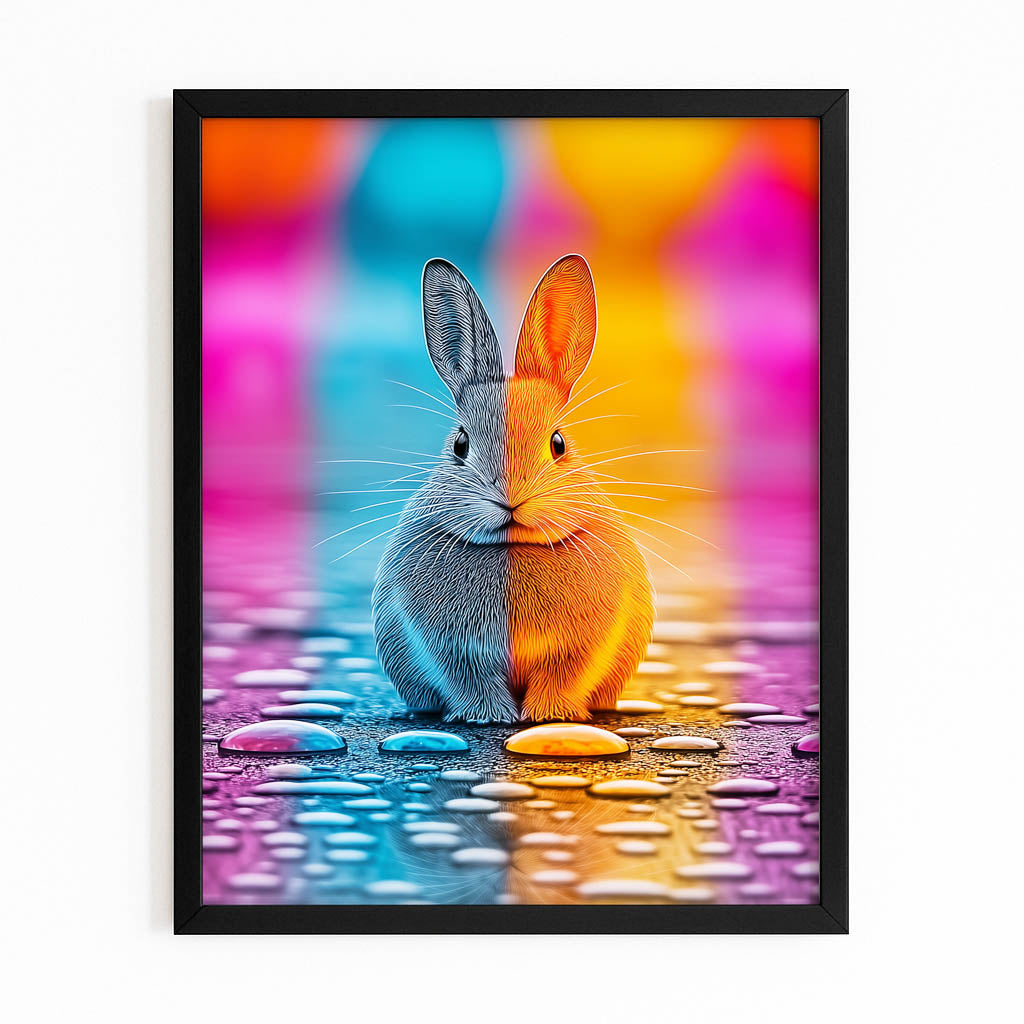 Trippy Bunny Prints – with Premium Black frame on white background