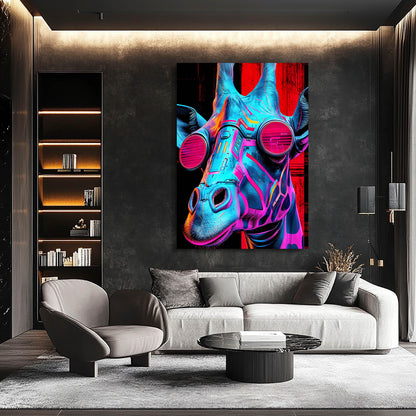 Modern living room with a colorful abstract painting on the wall