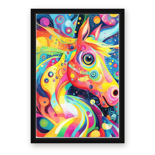 Trippy Horse Artwork – with Premium Black wood frame