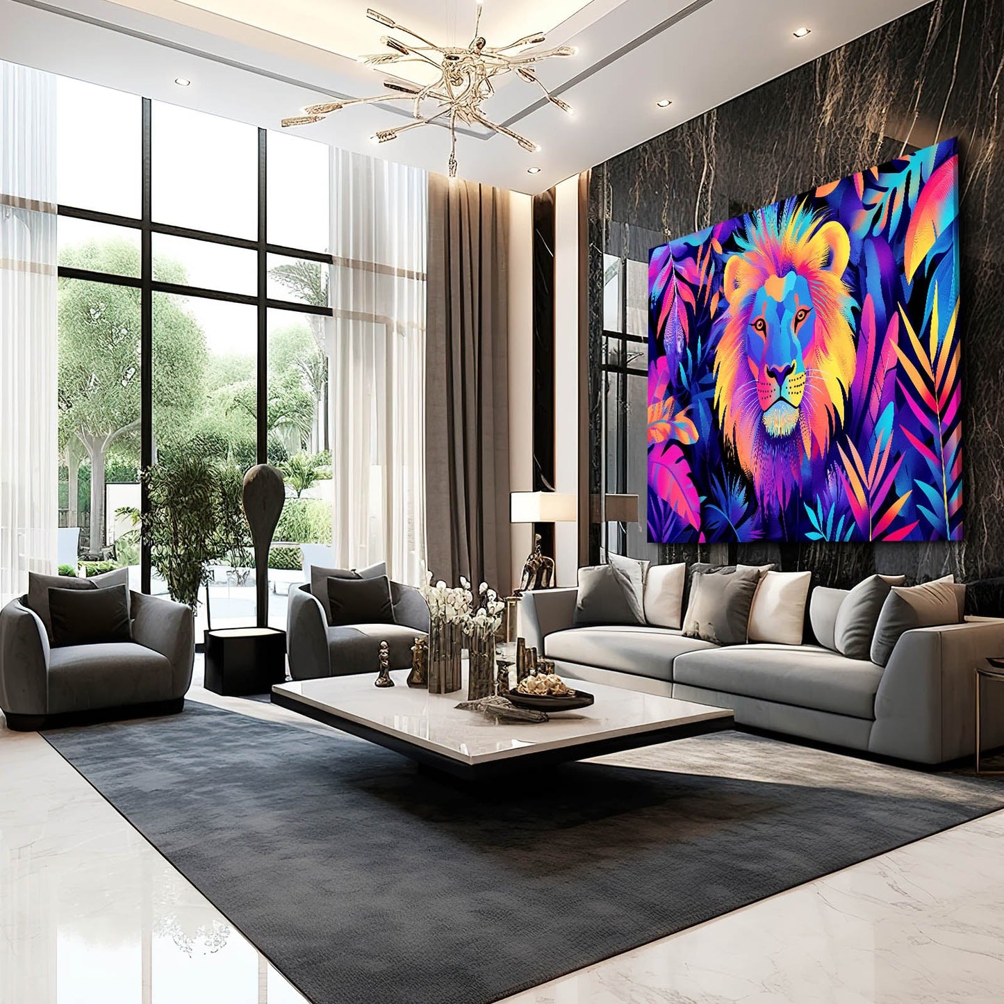 Tropical Glow Lion Wall Art