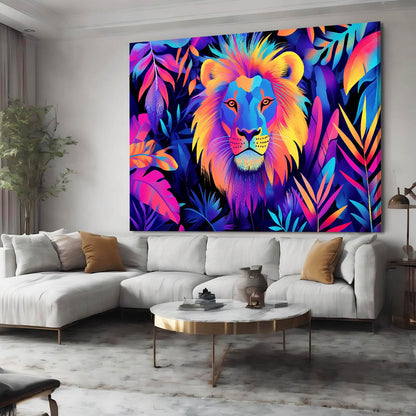 Tropical Glow Lion Wall Art
