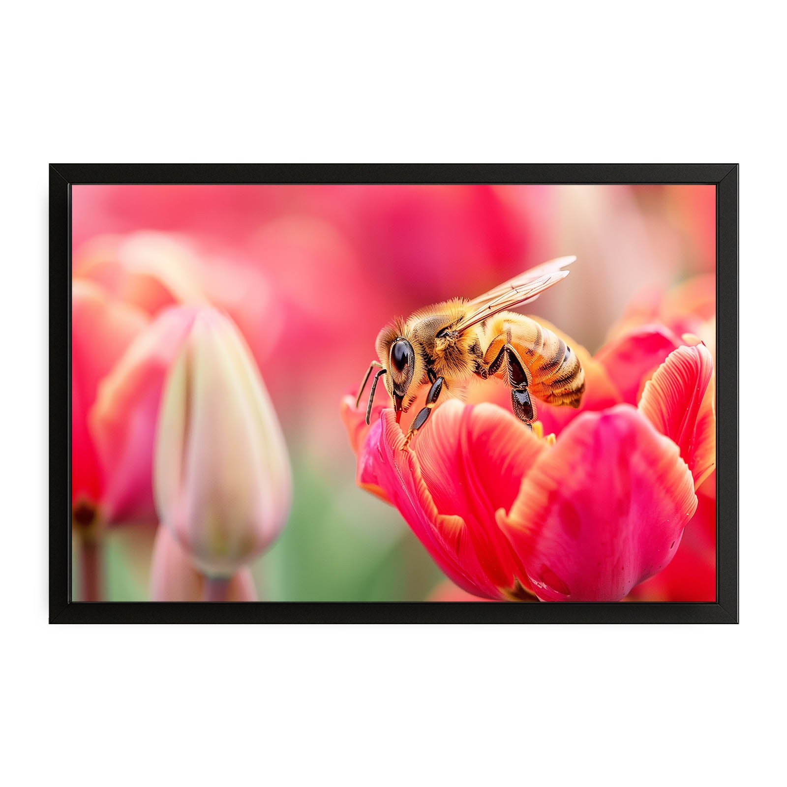 Tulip Blossom Bee Art – canvas print on white background