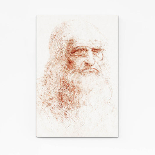 Turin Self Portrait Da Vinci Prints — realism canvas print, angled canvas view on white background