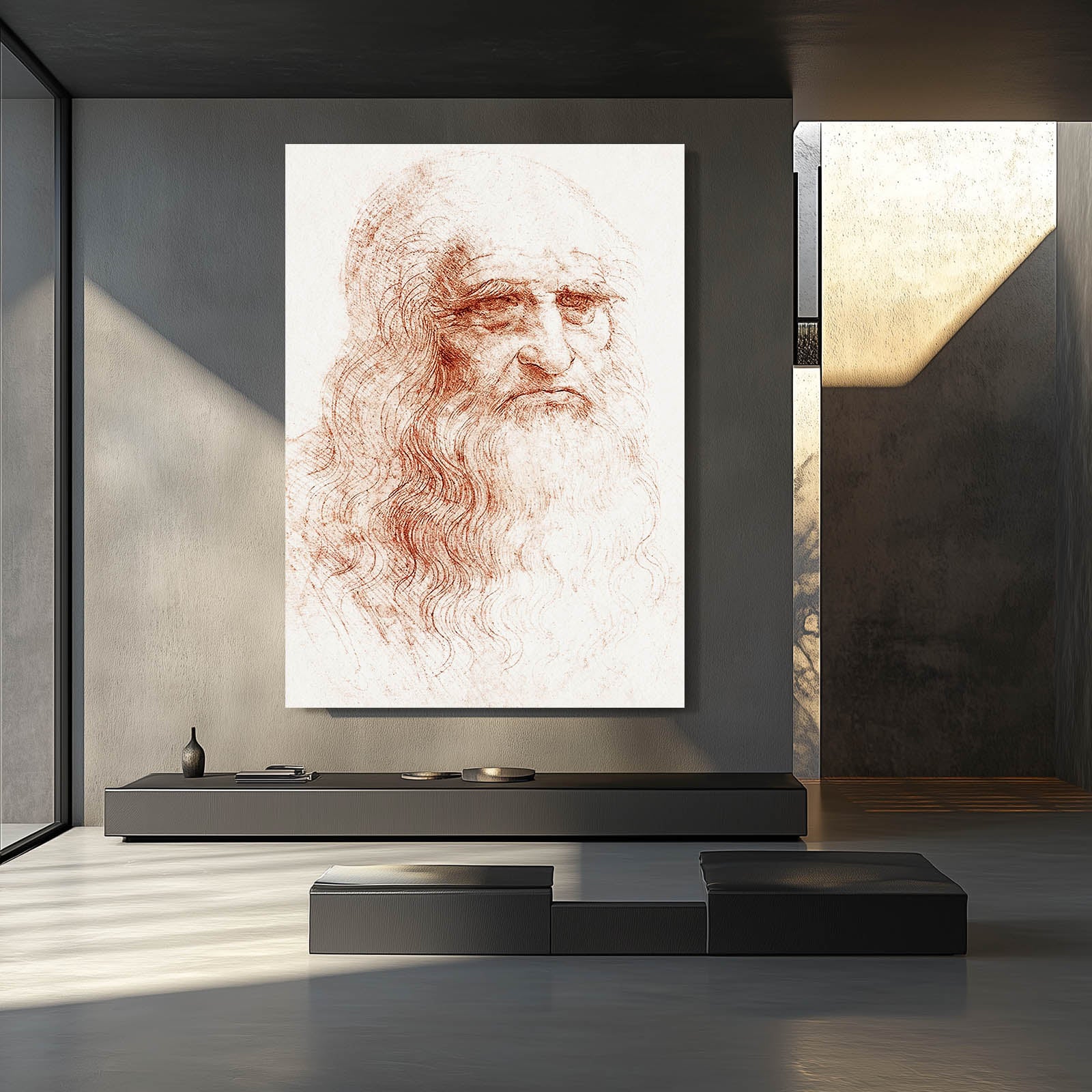 Turin Self Portrait Da Vinci Prints – styled in a furnished interior
