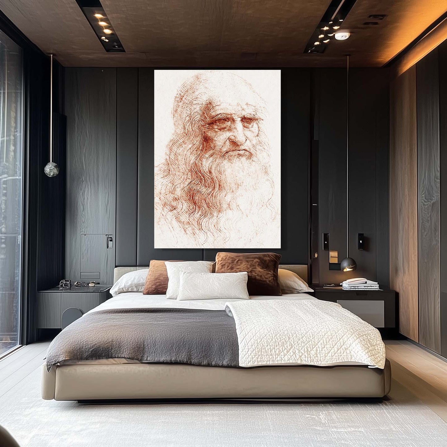 Turin Self Portrait Da Vinci Prints – styled in a furnished interior
