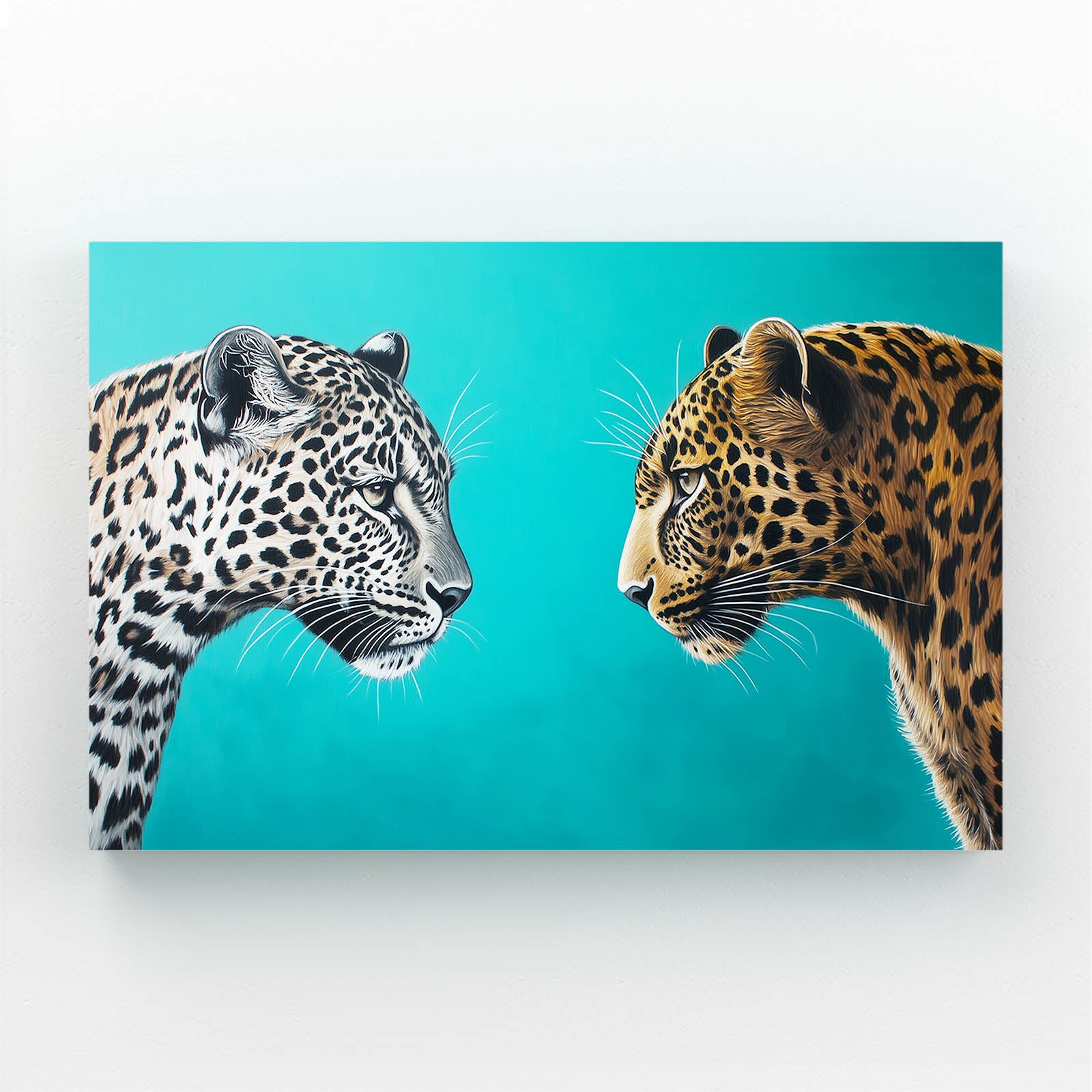 Turquoise Face Off Leopard Canvas Art – turquoise face off leopard canvas print