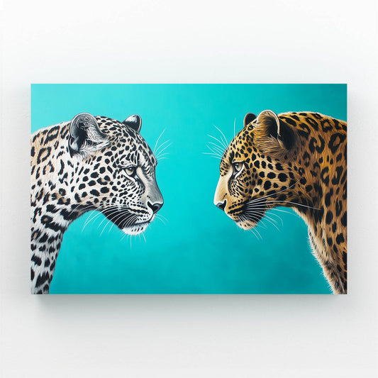 Turquoise Face Off Leopard Canvas Art – turquoise face off leopard canvas print