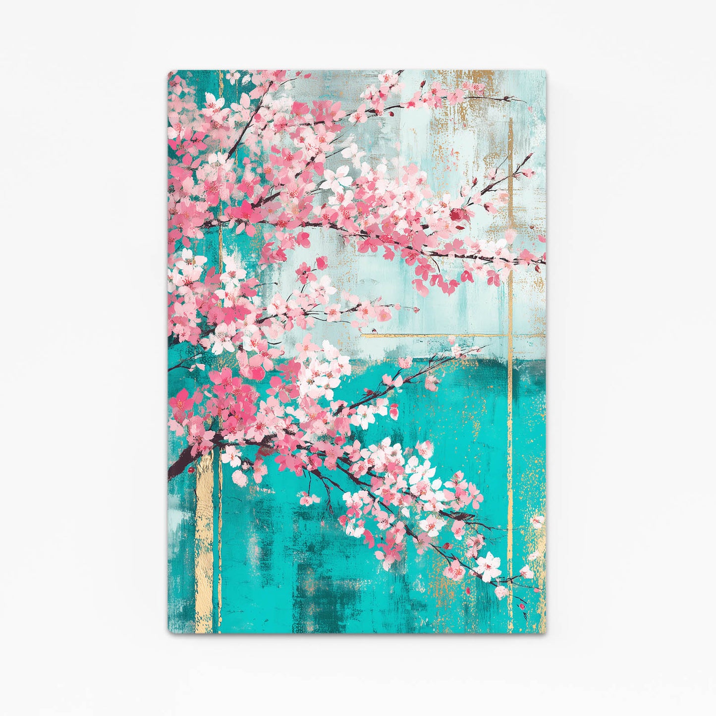 Turquoise Patina Branch Cherry Blossom Wall Art – turquoise patina branch cherry blossom canvas print