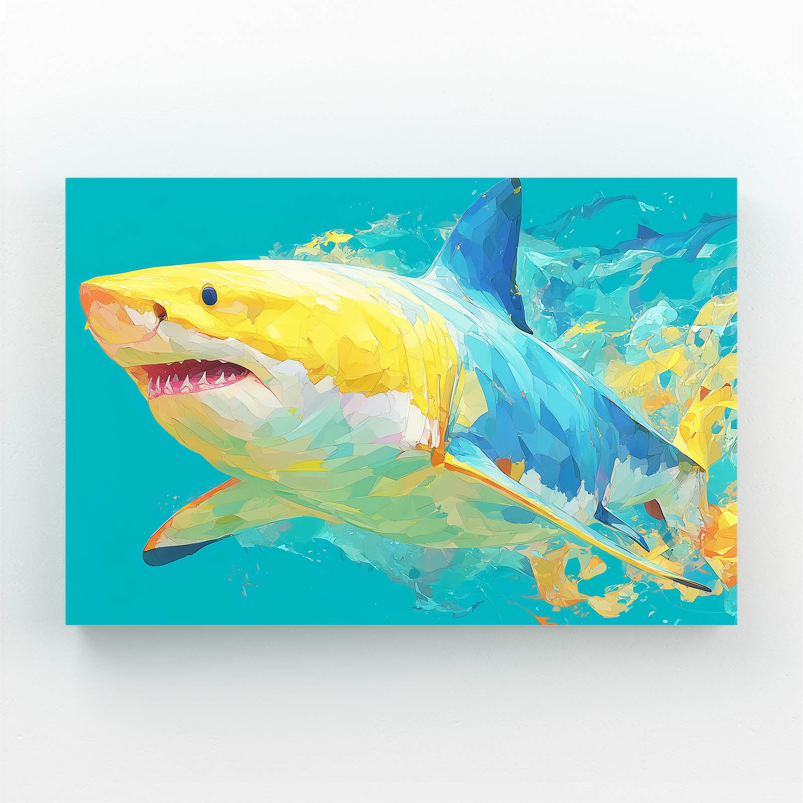 Turquoise Pop Art Shark Canvas Art – turquoise pop art shark canvas print