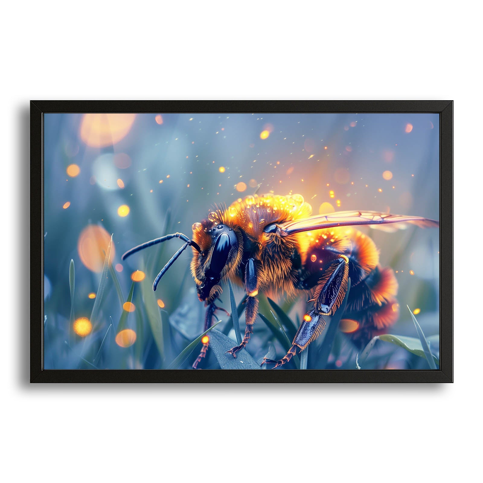 Twilight Glow Bee Art – canvas print on white background