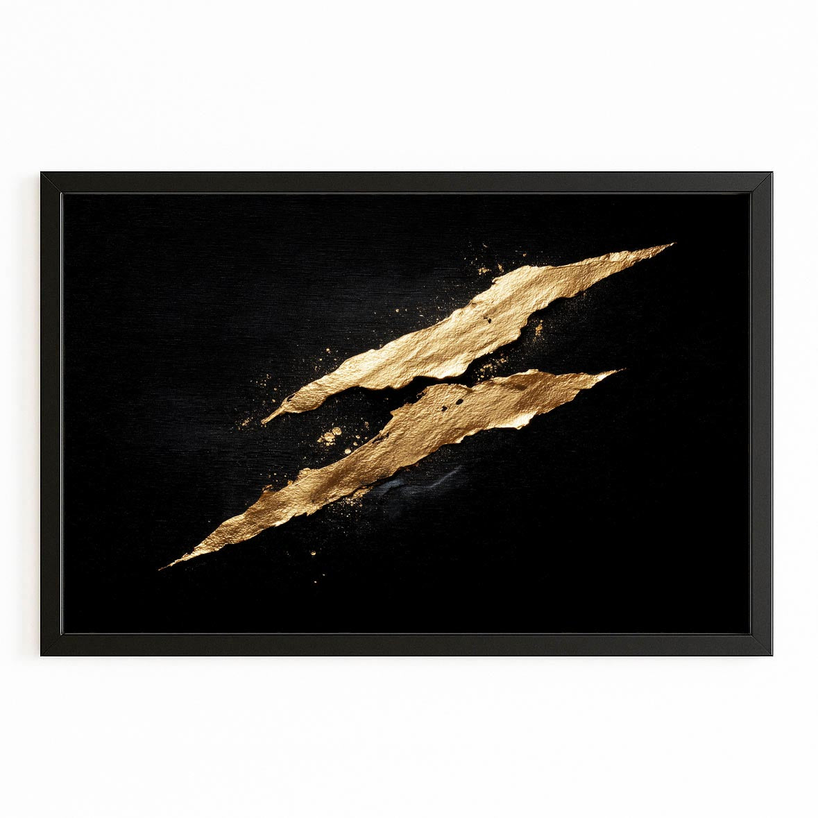 Twin Gold Slashes Wall Decor – with Premium Black frame on white background