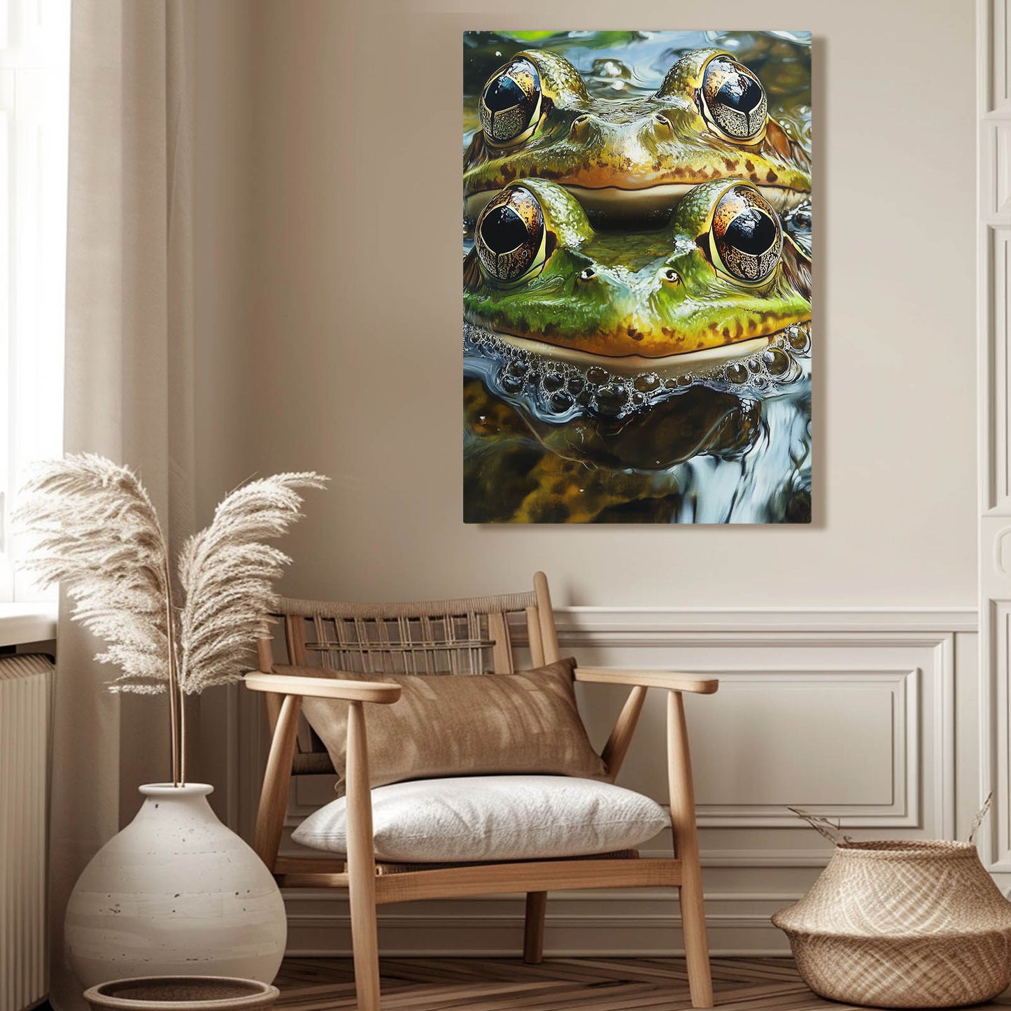 Twin Pond Frogs Frog Wall Decor – styled in a furnished interior