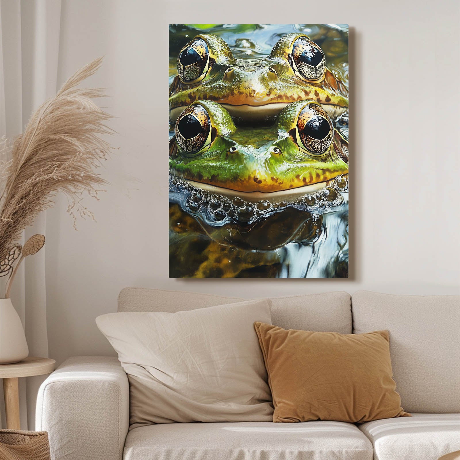 Twin Pond Frogs Frog Wall Decor – styled in a furnished interior