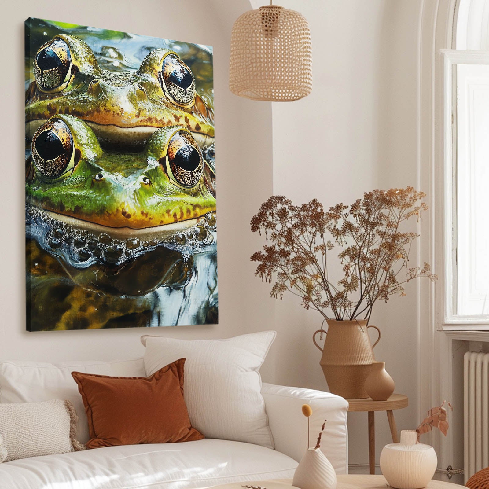 Twin Pond Frogs Frog Wall Decor – styled in a furnished interior