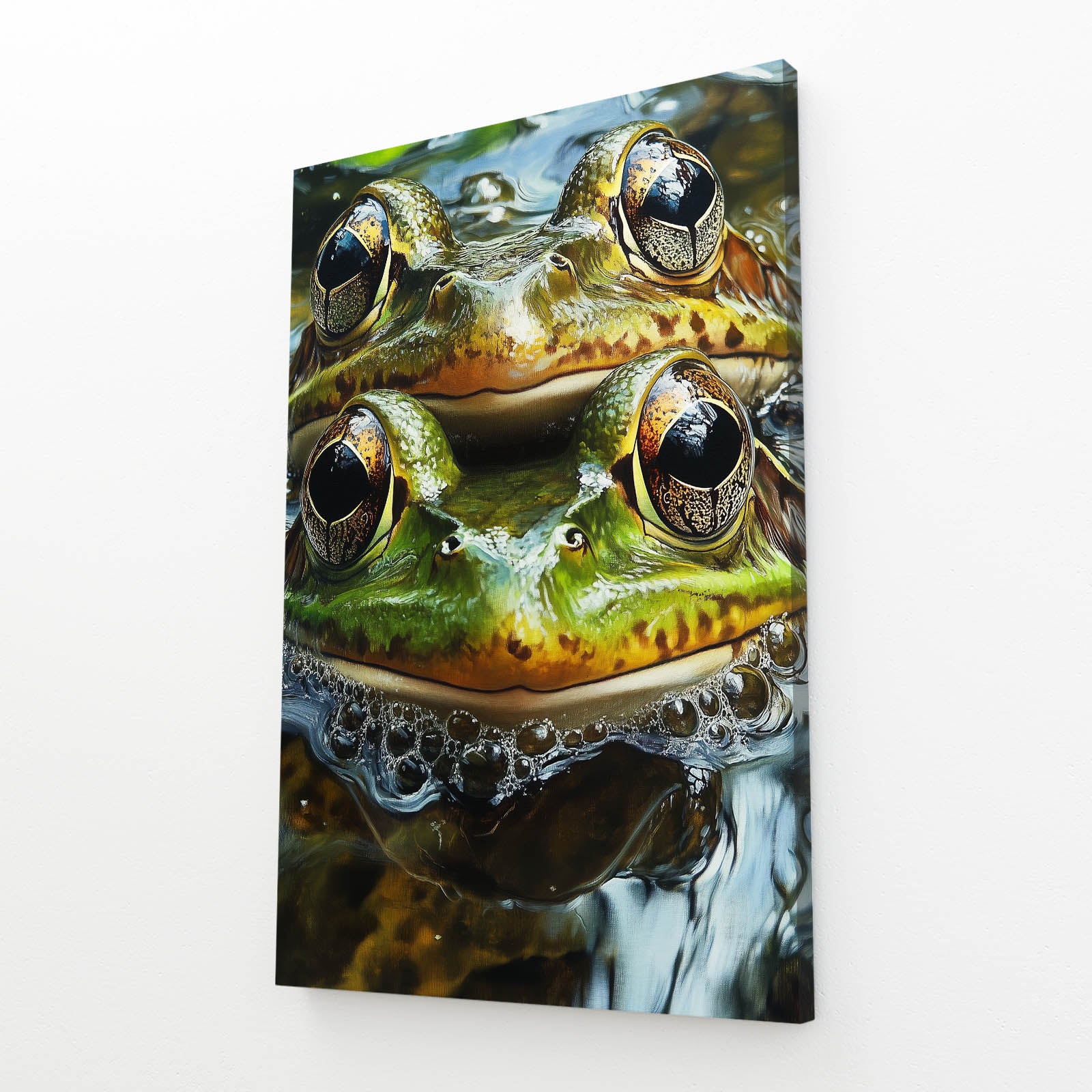 Twin Pond Frogs Frog Wall Decor – angled canvas view on white background