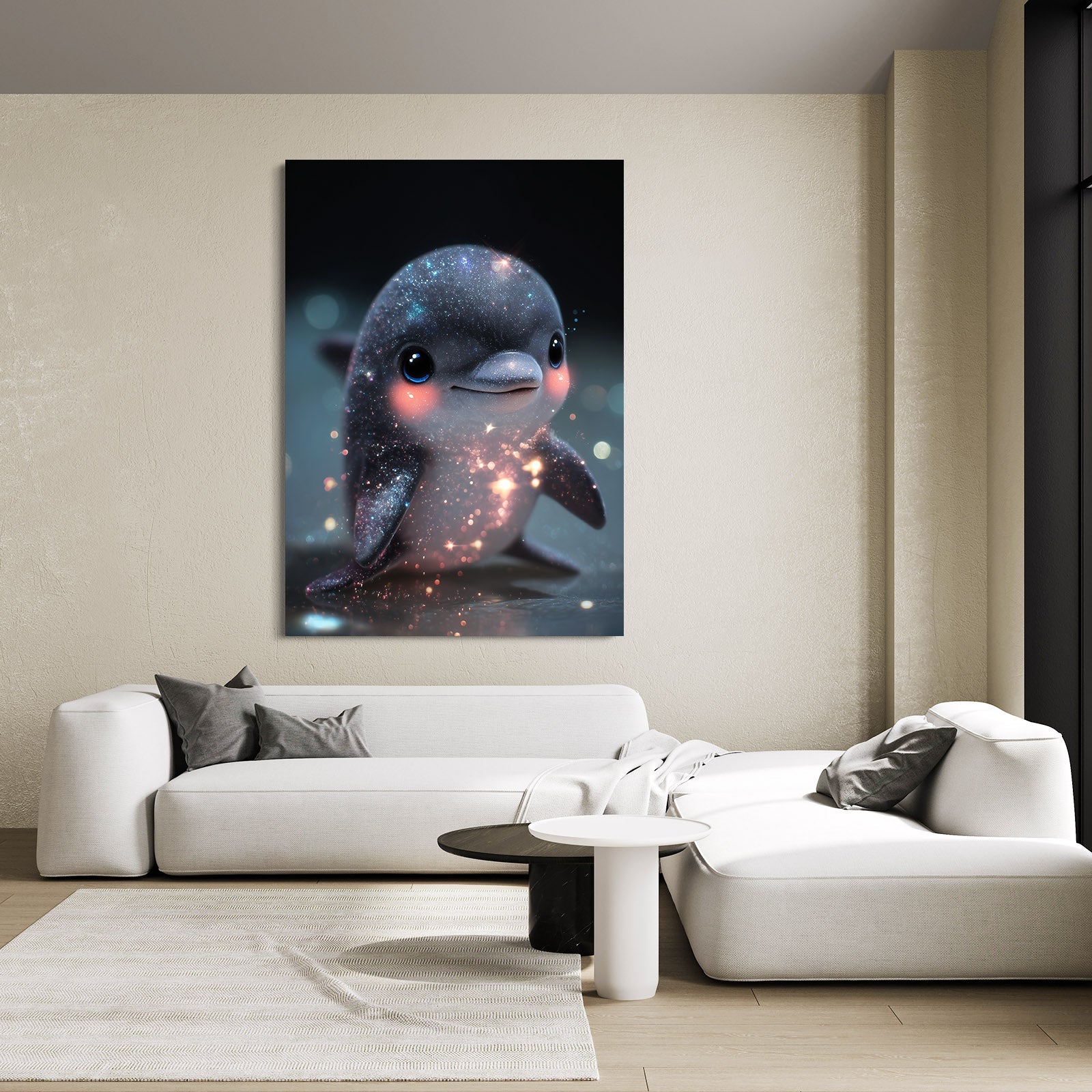 Twinkle Tot Dolphin Art – styled in a furnished interior