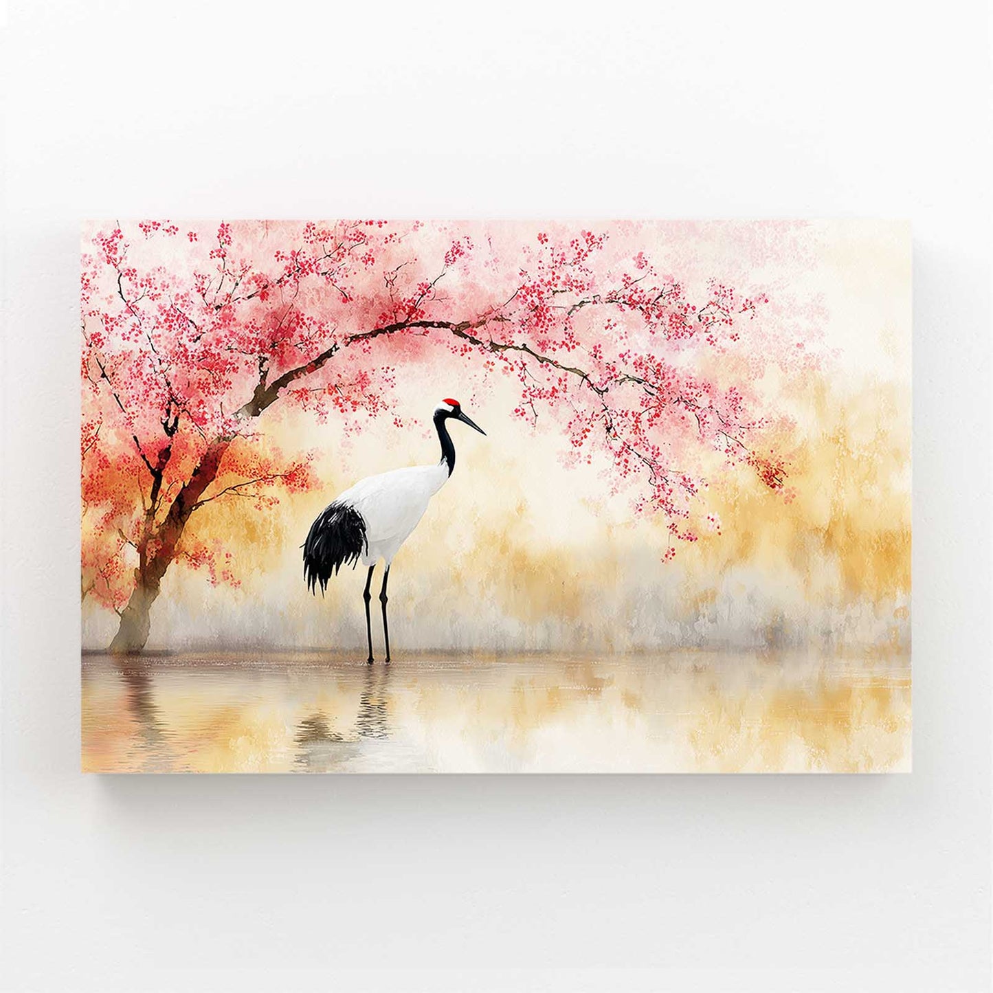 Two Cranes Cherry Blossom Canvas – canvas print on white background