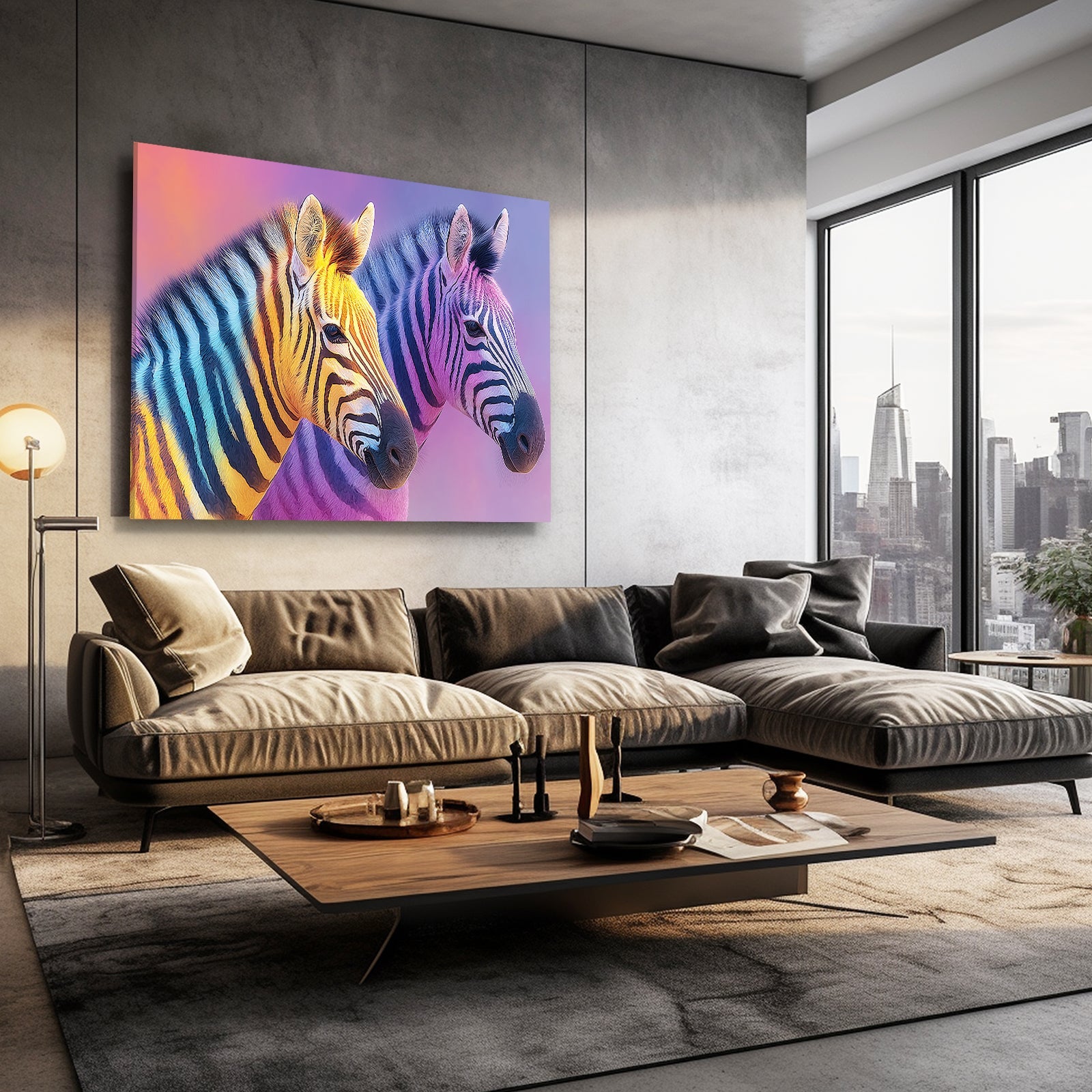 Two Zebra Wall Art – styled in a furnished interior