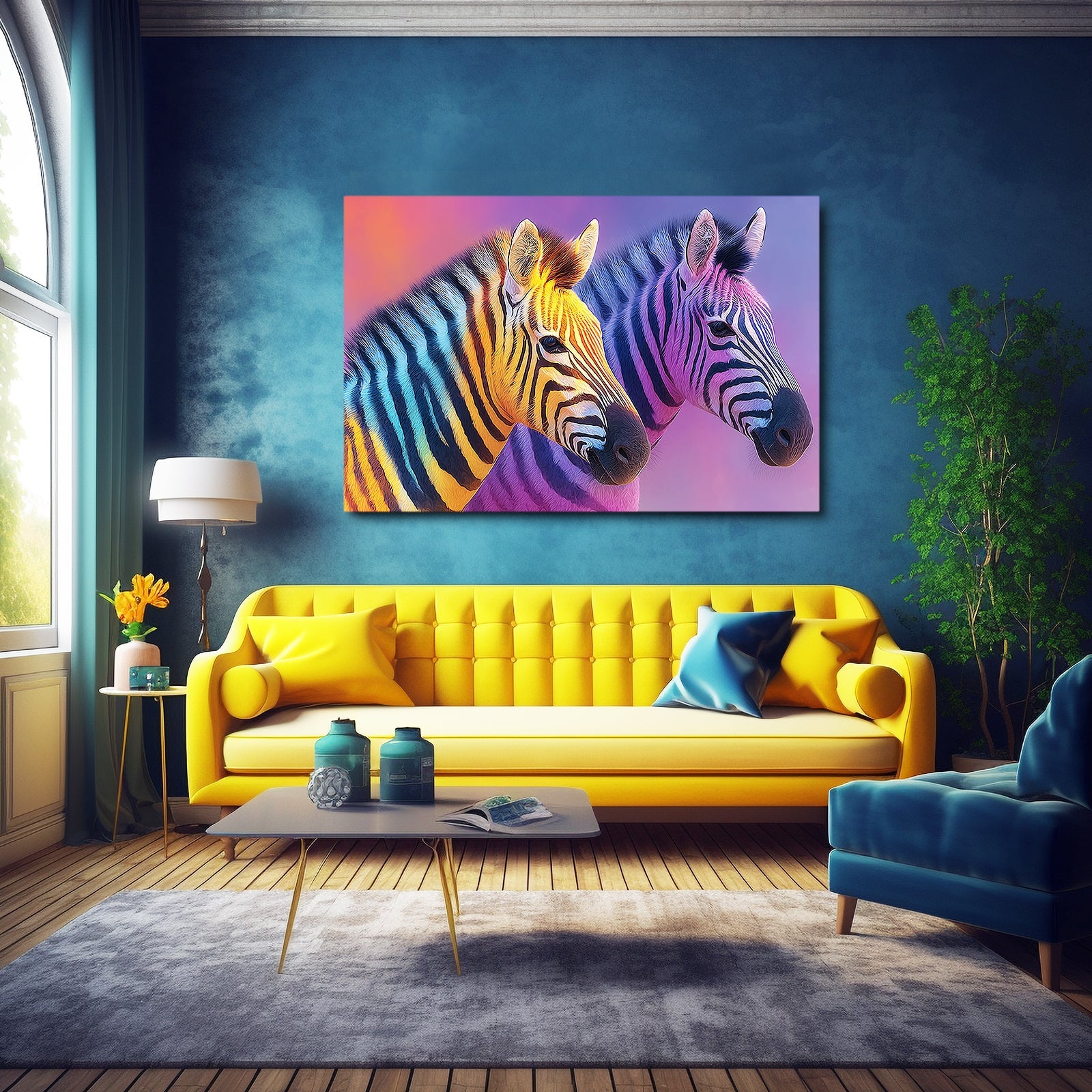 Two Zebra Wall Art – styled in a furnished interior