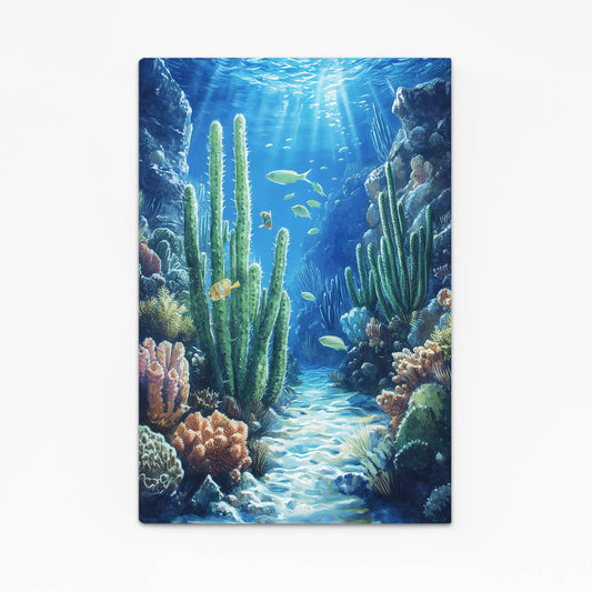 Undersea Reef Fantasy Cactus Wall Decor – undersea reef fantasy cactus canvas print