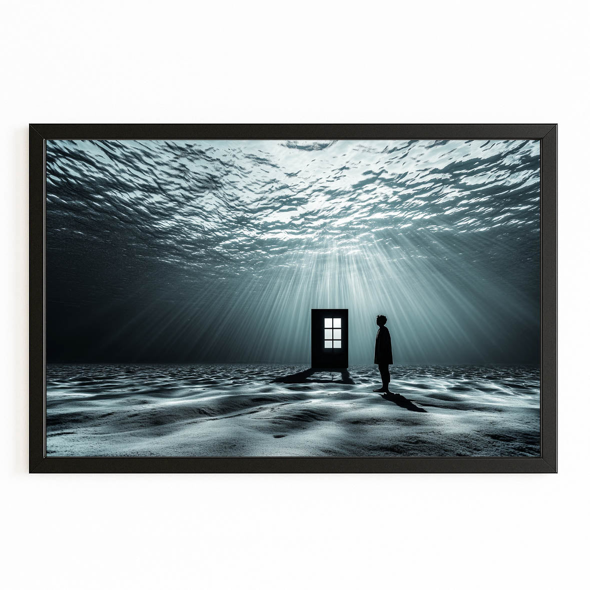 Underwater Doorway Photography Art — photography canvas print, with Premium Black frame on white background