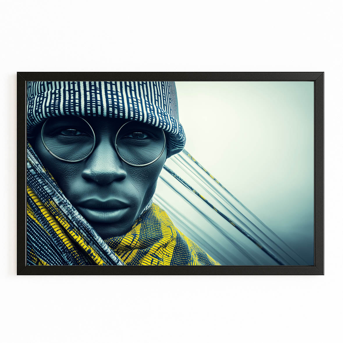 Urban African Photography Print — photography canvas print, with Premium Black frame on white background