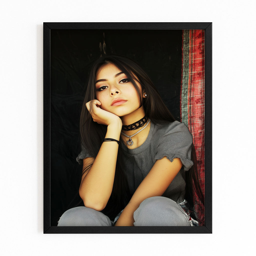 Urban Girl Photography Prints — photography canvas print, with Premium Black frame on white background