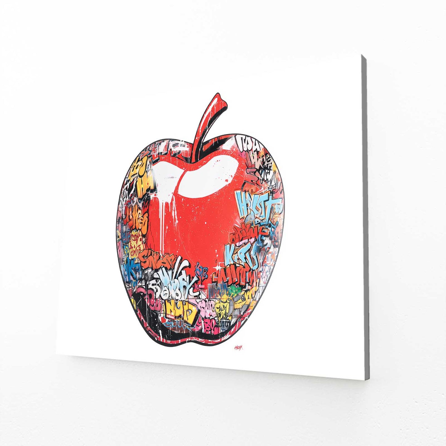 Urban Pop Drip Apple Art – canvas print on white background