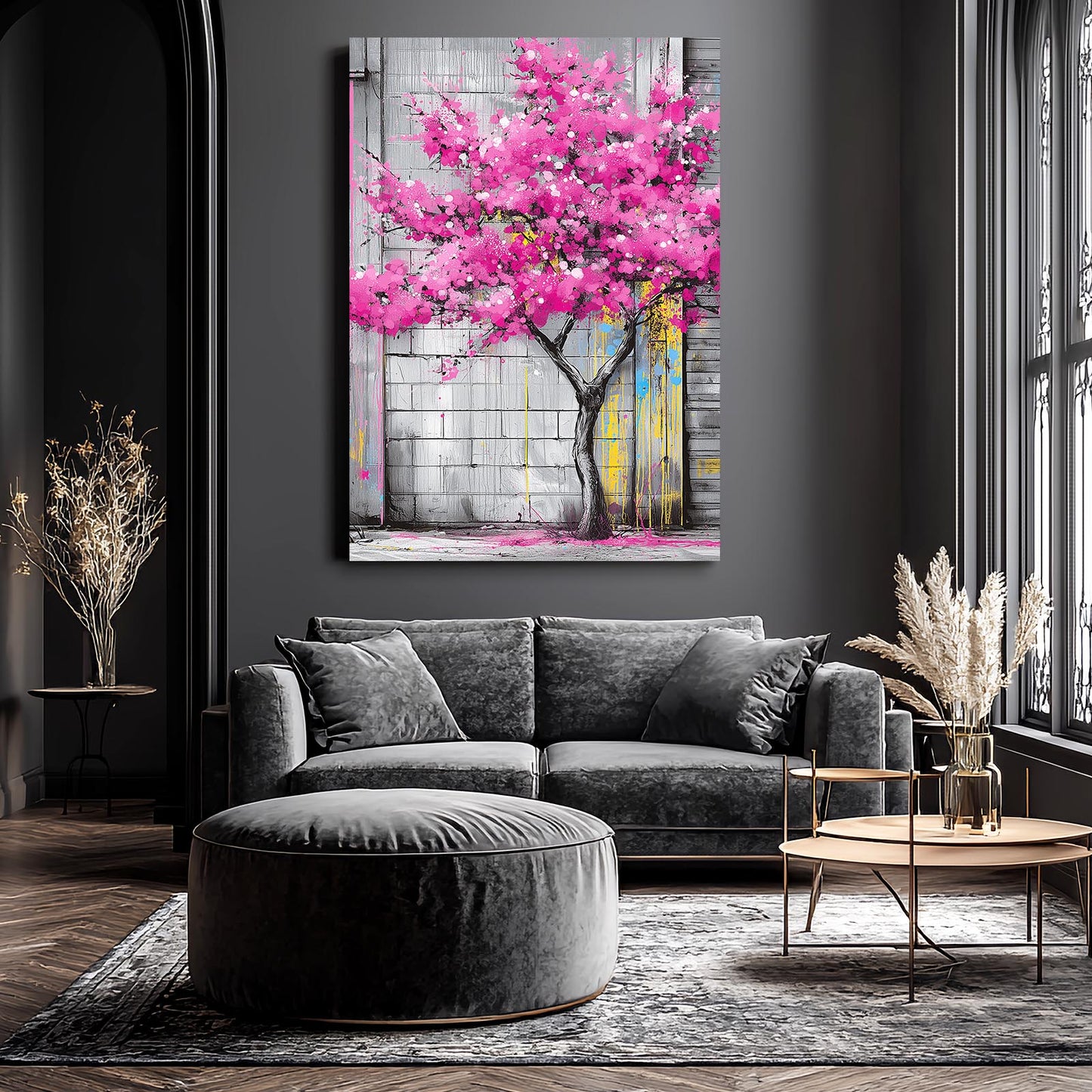 Urban Wall Tree Cherry Blossom Wall Art – styled in a furnished interior