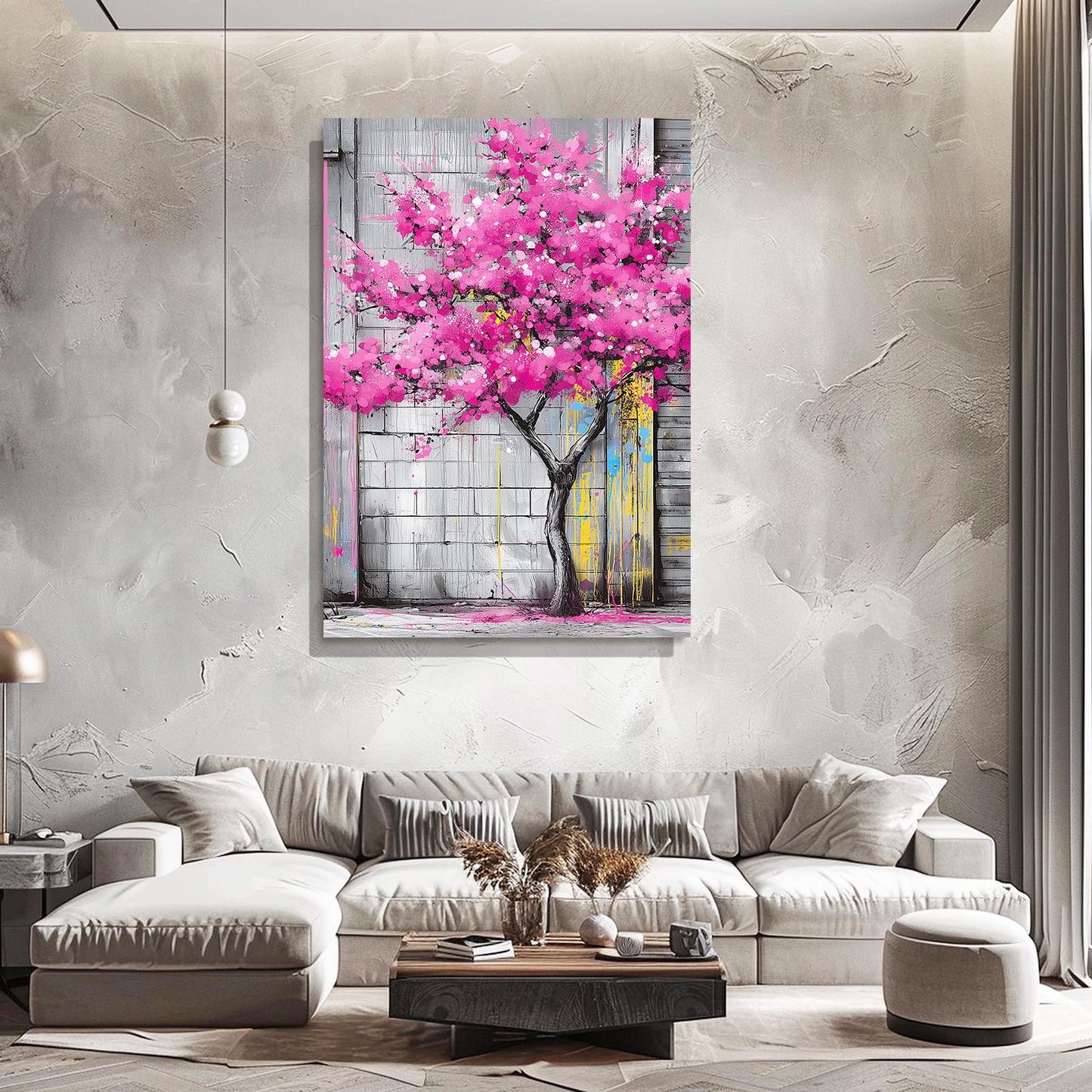 Urban Wall Tree Cherry Blossom Wall Art – styled in a furnished interior