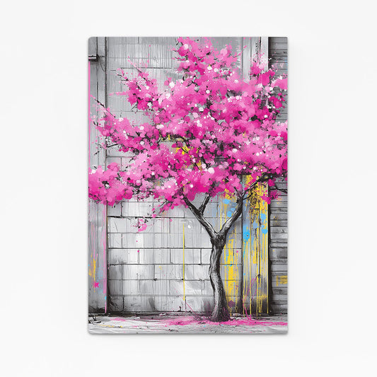 Urban Wall Tree Cherry Blossom Wall Art – urban wall tree cherry blossom canvas print