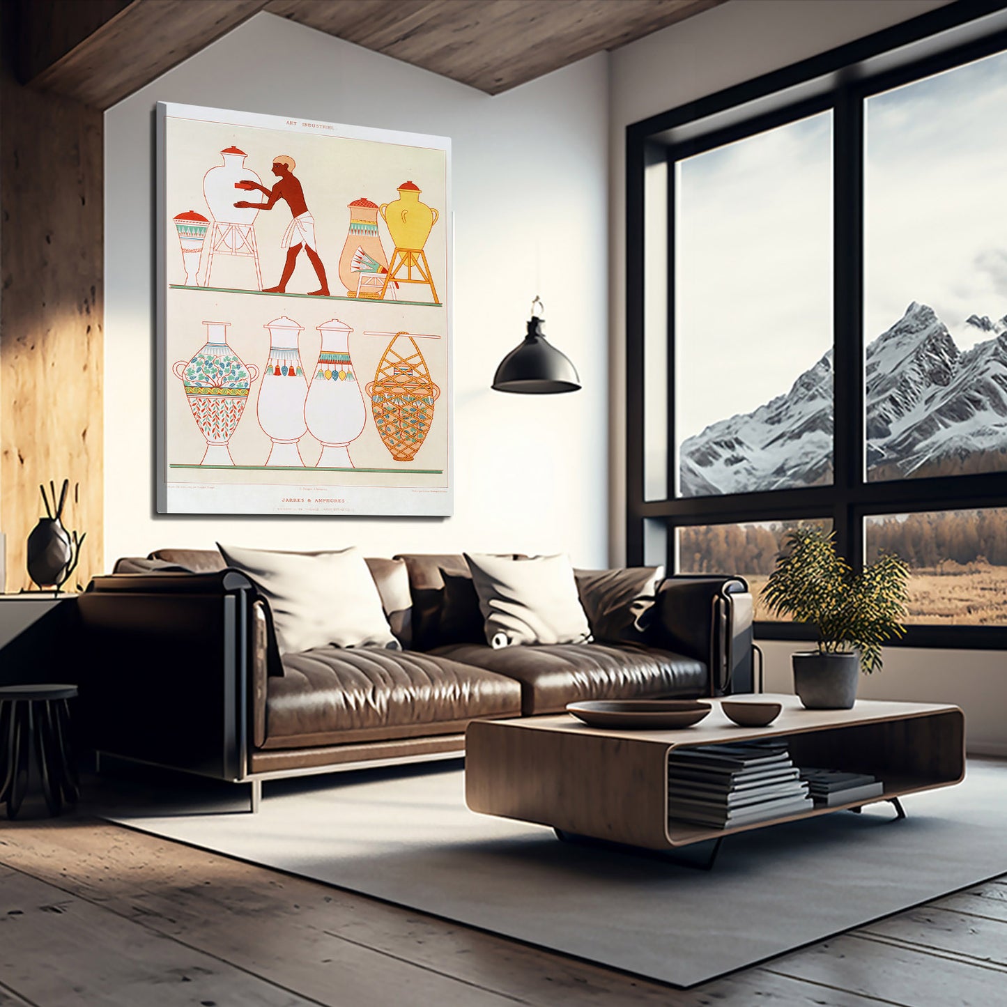 Vase Bearers Illustration Egyptian Prints – styled in a furnished interior
