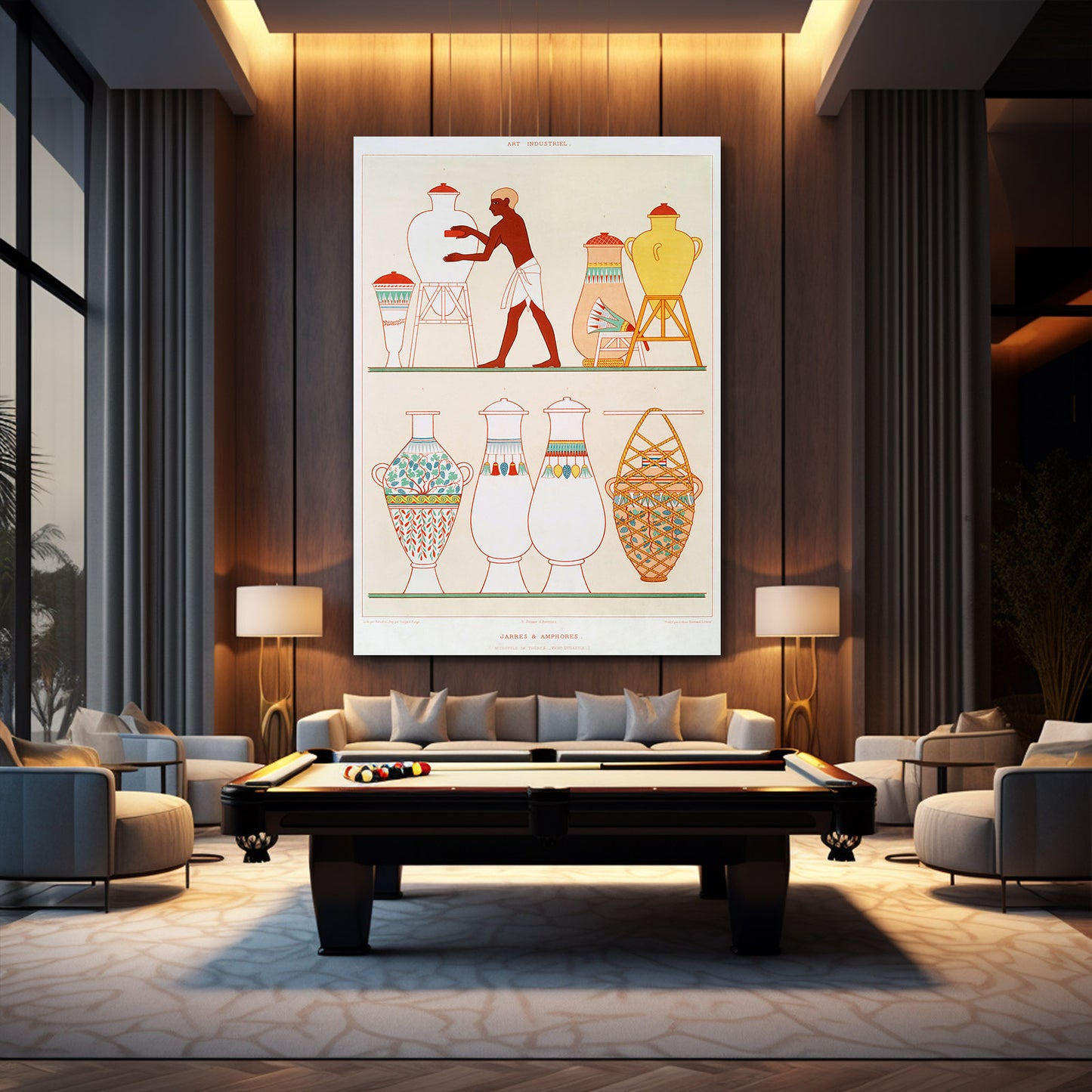 Vase Bearers Illustration Egyptian Prints – styled in a furnished interior