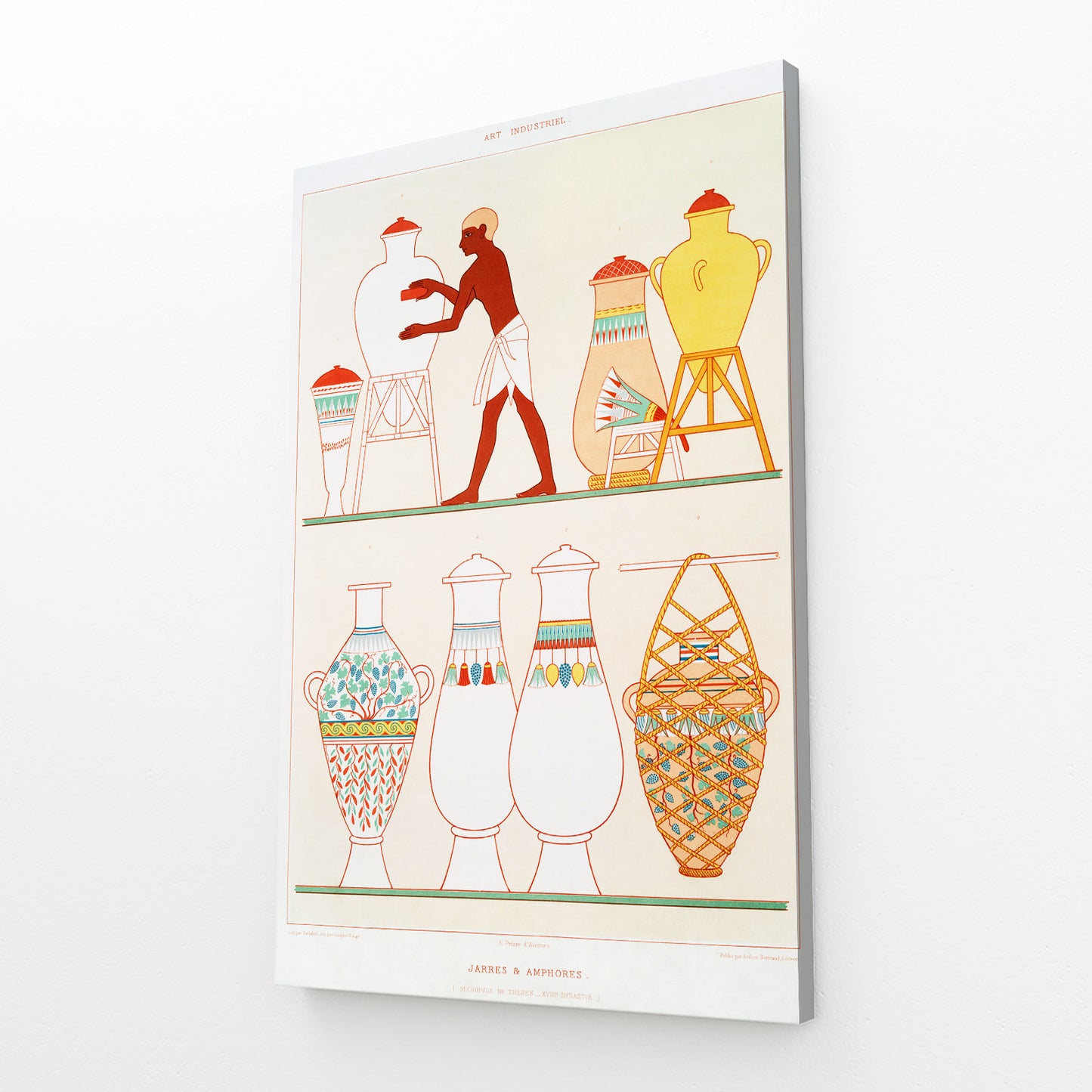 Vase Bearers Illustration Egyptian Prints – angled canvas view on white background