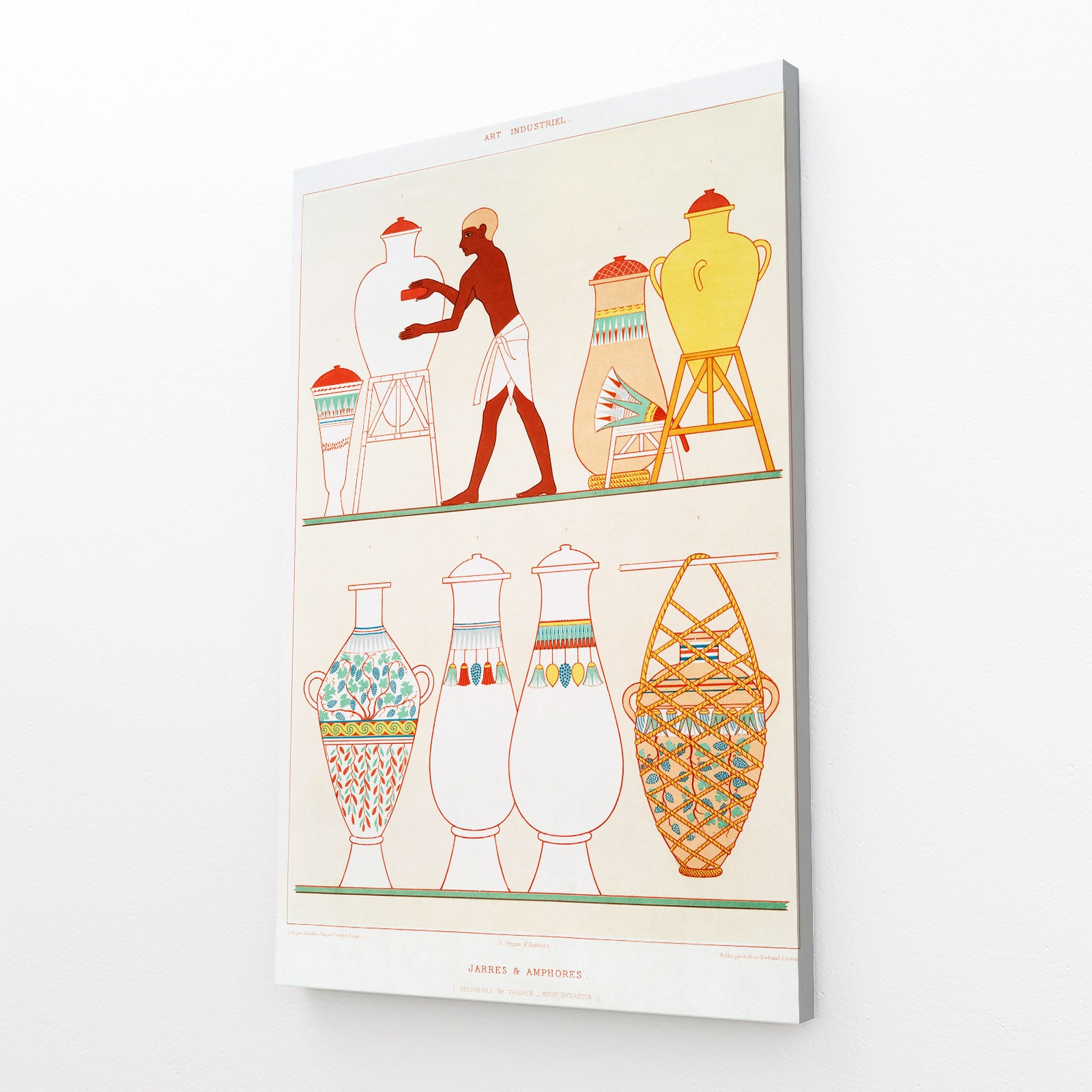Vase Bearers Illustration Egyptian Prints – angled canvas view on white background