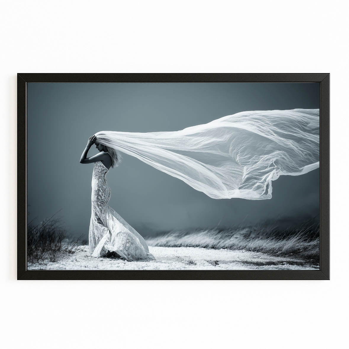 Veil Dancer Photography Canvas Art — photography canvas print, with Premium Black frame on white background