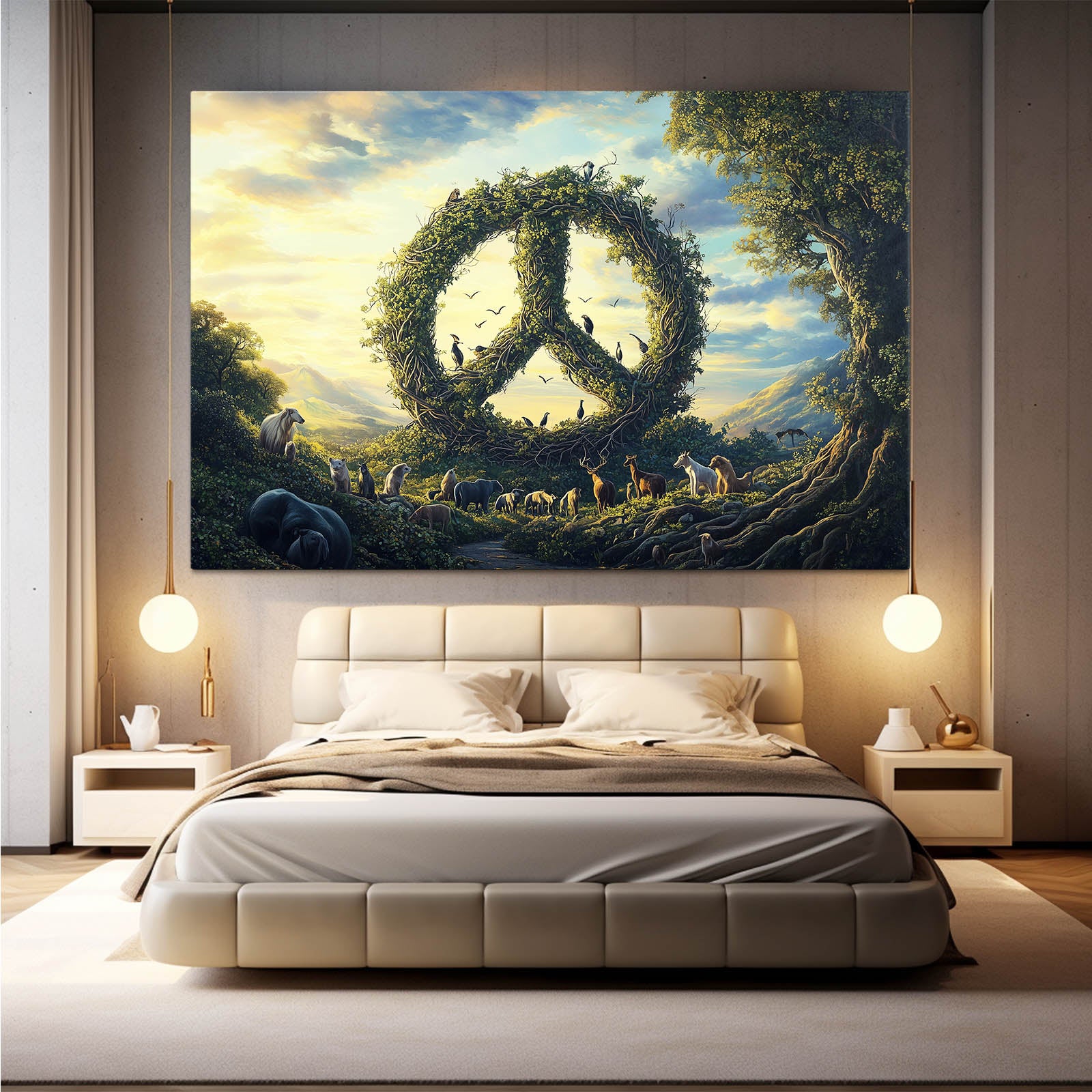 Verdant Peace Circle Wall Decor – styled in a furnished interior