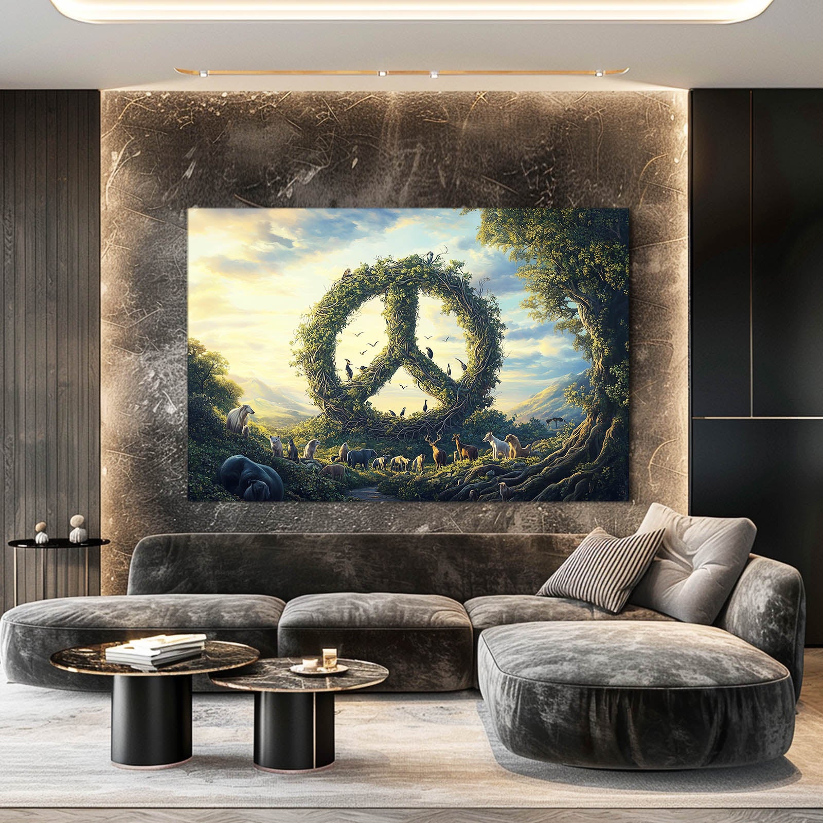 Verdant Peace Circle Wall Decor – styled in a furnished interior