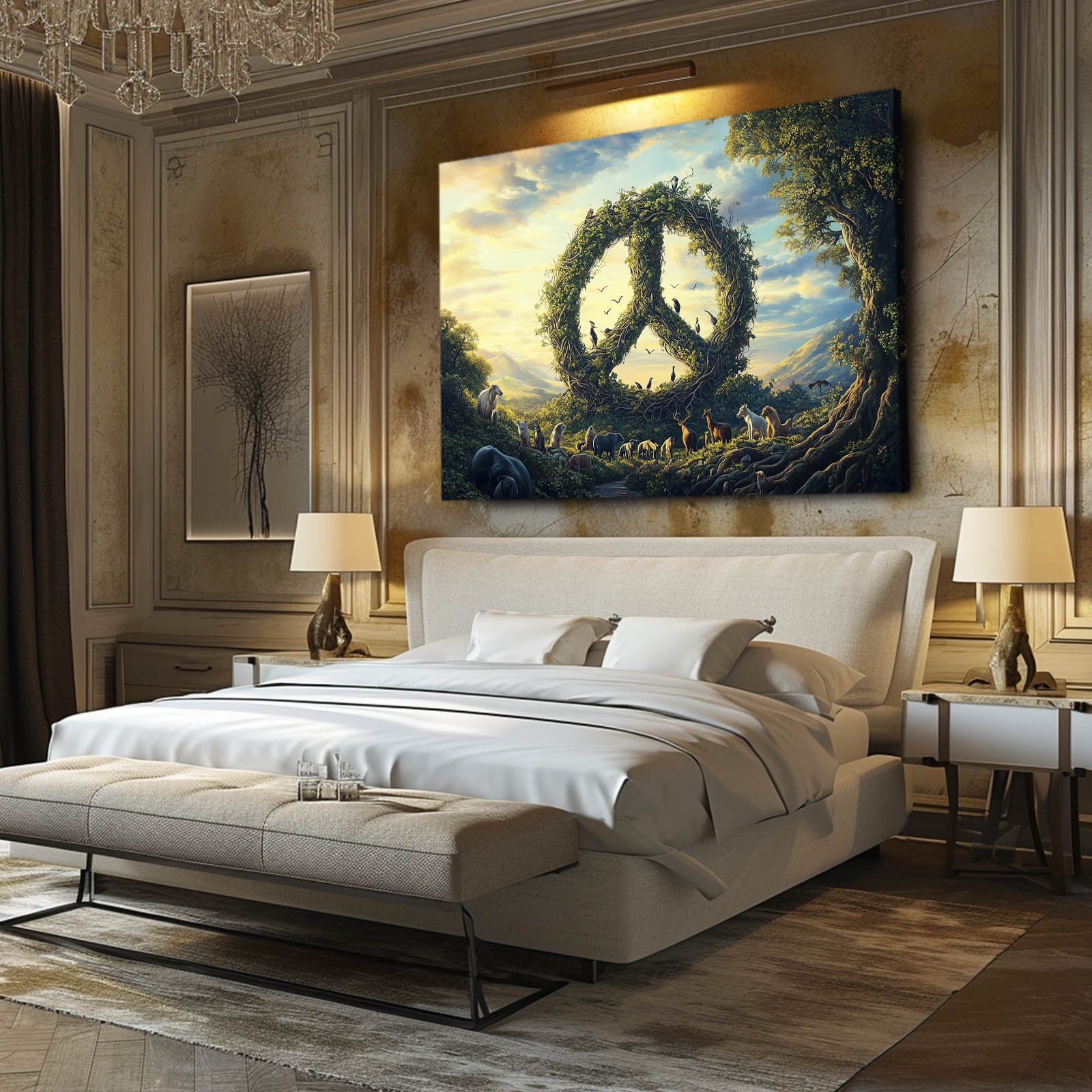 Verdant Peace Circle Wall Decor – styled in a furnished interior