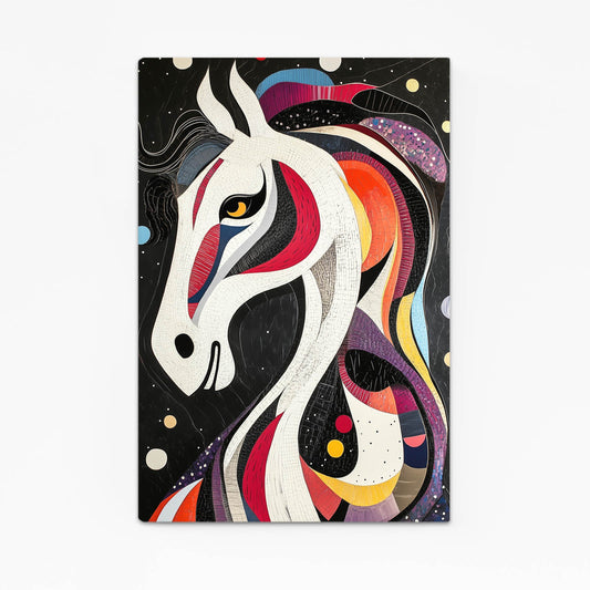 Vertical Horse Art – angled canvas view on white background