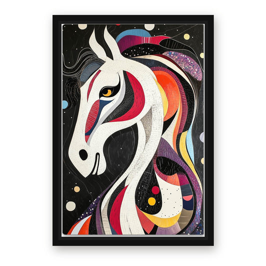 Vertical Horse Art – with Premium Black wood frame
