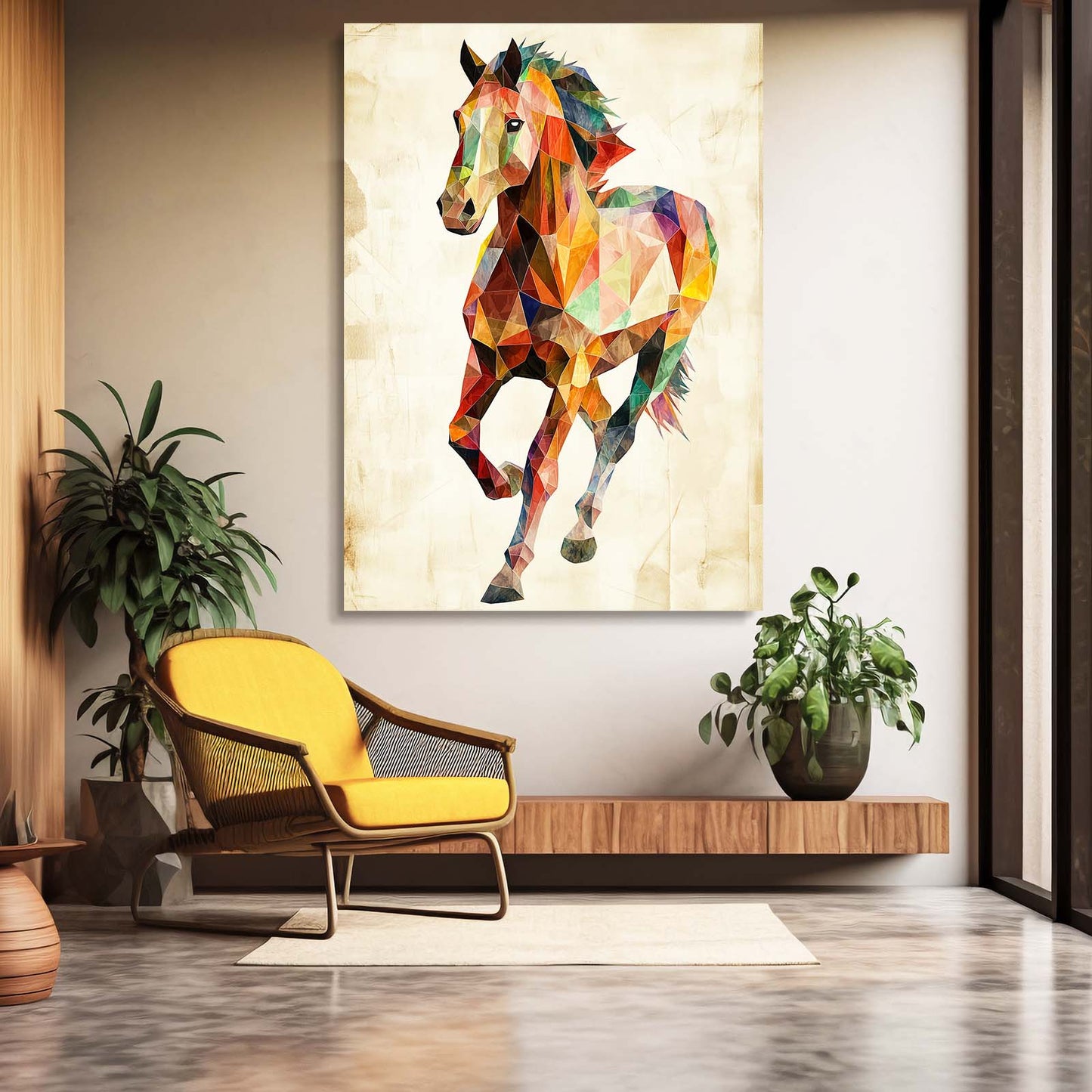Vertical Horse Canvas Art – angled canvas view on white background