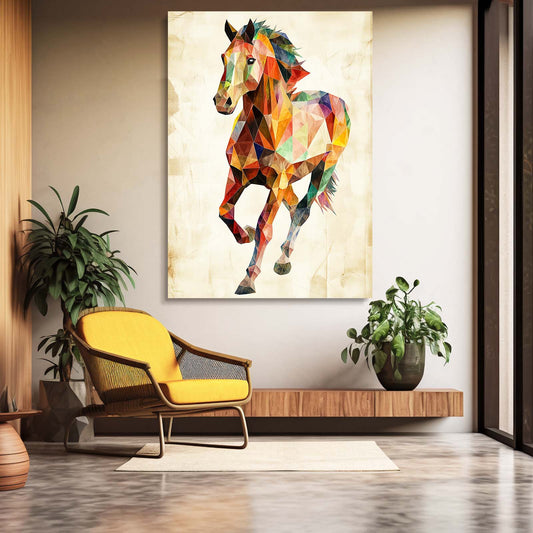 Vertical Horse Canvas Art – angled canvas view on white background