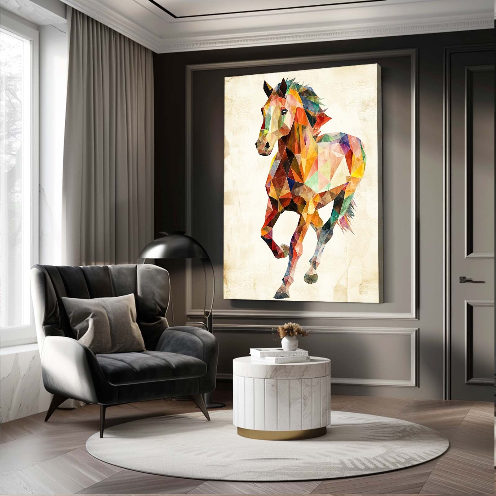 Vertical Horse Canvas Art – angled canvas view on white background